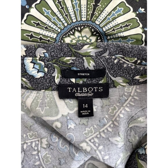 Talbots Mandala Bloom Button-Up Shirt Boho Statement Piece size 14 - Picture 6 of 8